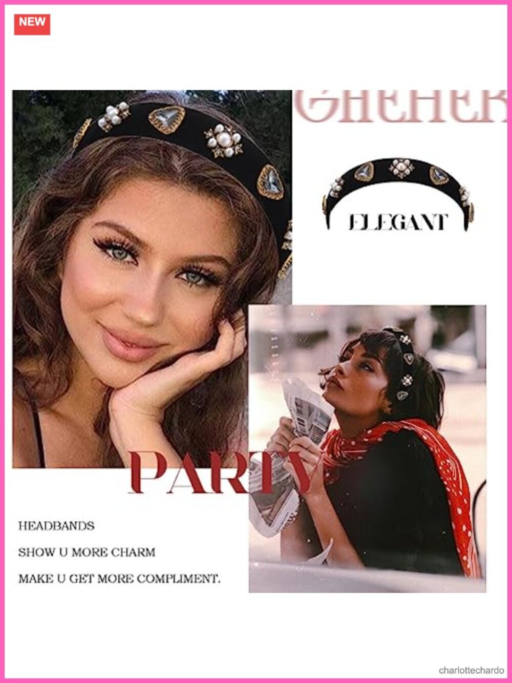 Baroque Headbands Pearl Rhinestones Wide Velvet Jeweled Hair Accessories for